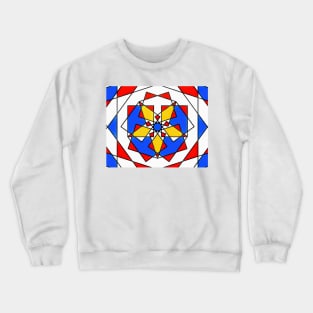 Star Quilt Composition in Red, Blue and Gold Crewneck Sweatshirt